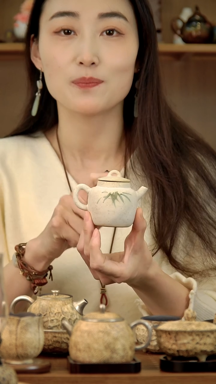 言野手作 落雪手绘江引壶