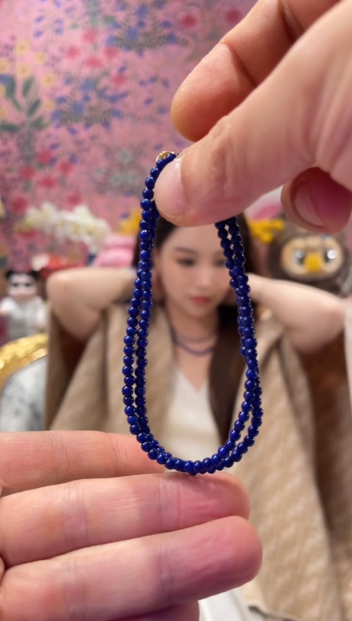 青金石未镶嵌项链小米珠