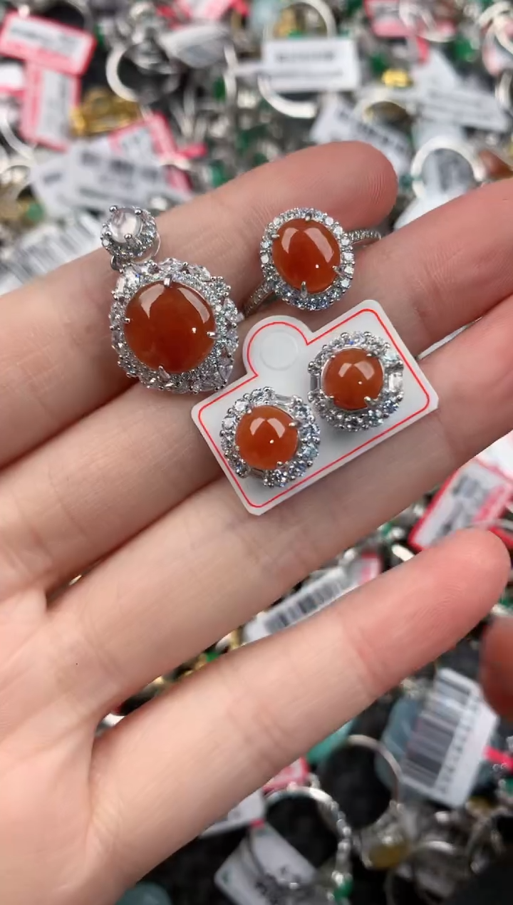 银S925镶嵌戒指翡翠66---10