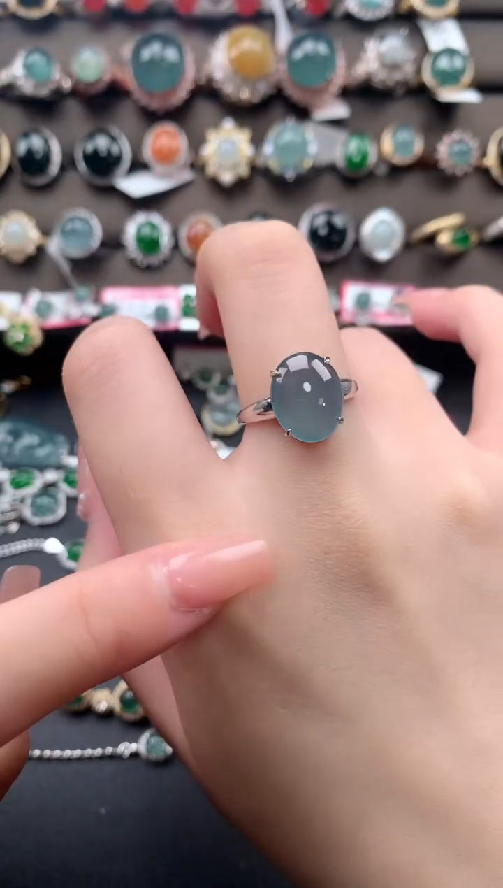 【闪购商品】翡翠戒指银S925镶嵌634124