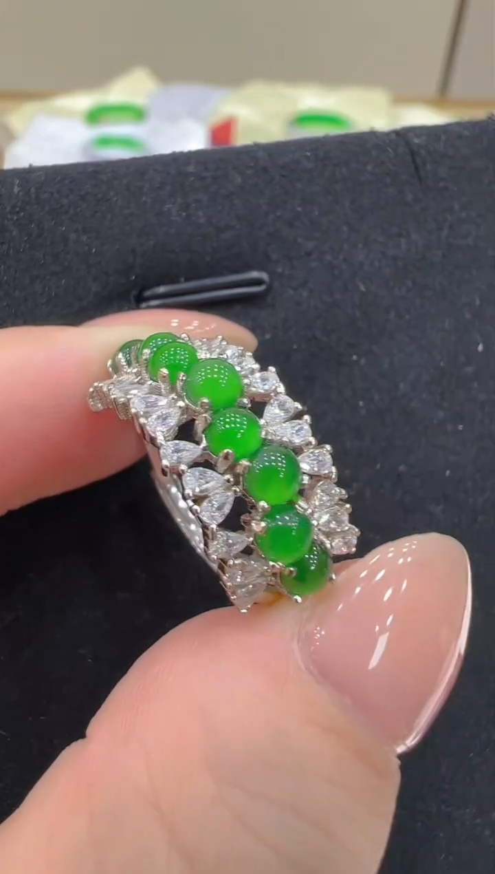 银S925镶嵌戒指翡翠多样性团购发一件