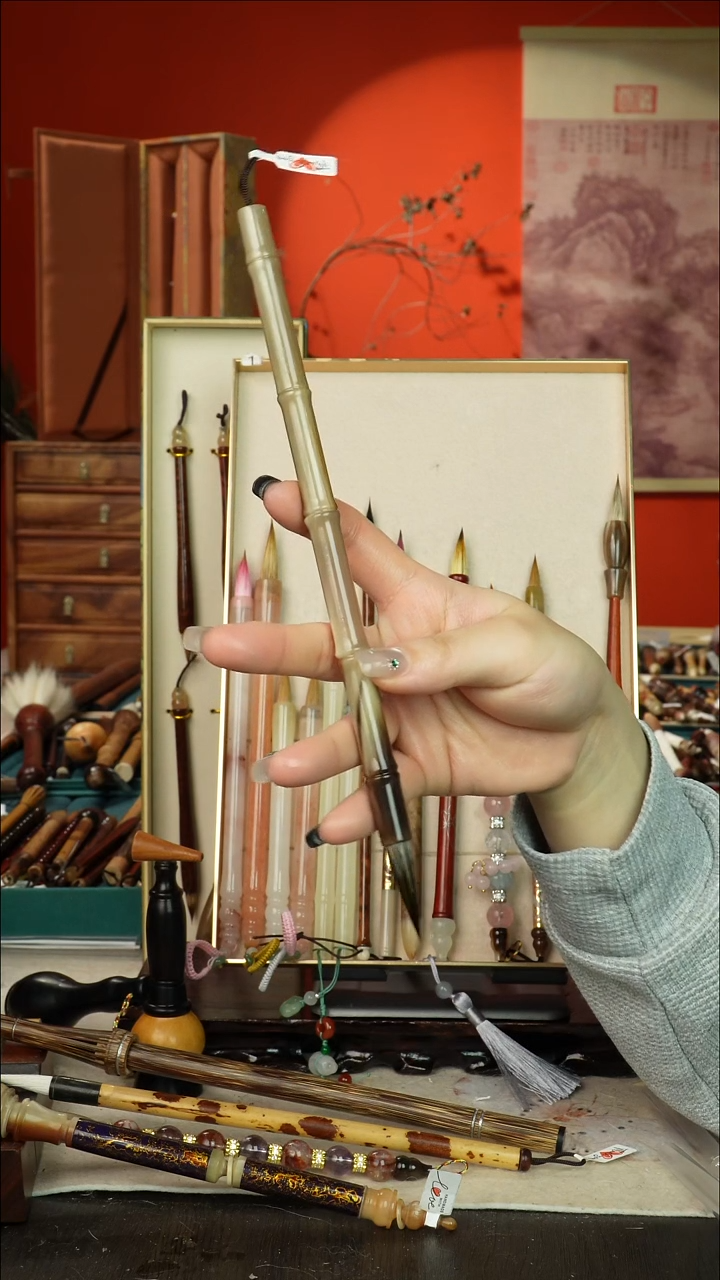 269号闪孤品高货毛笔链接 清水试笔 蘸墨不退