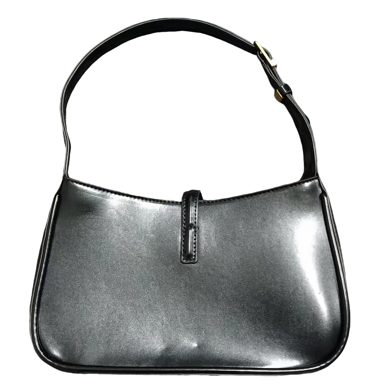 LQ-经典款腋下黑金hobo单肩包-黑色25cm-0052