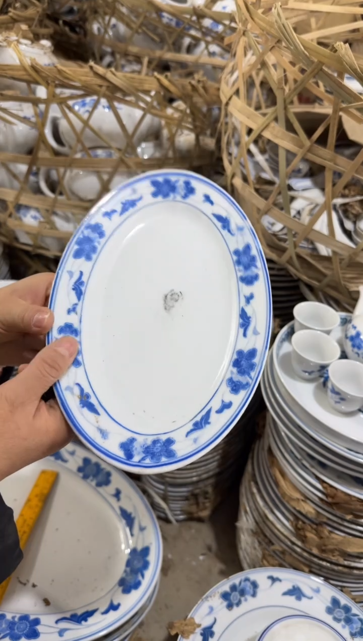 【闪购商品】摆件碗盘杯23厘米蓝海棠鱼盘微瑕介意勿拍