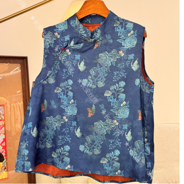 【长安】国风复古高级感花萝盘扣马甲女FY5051602