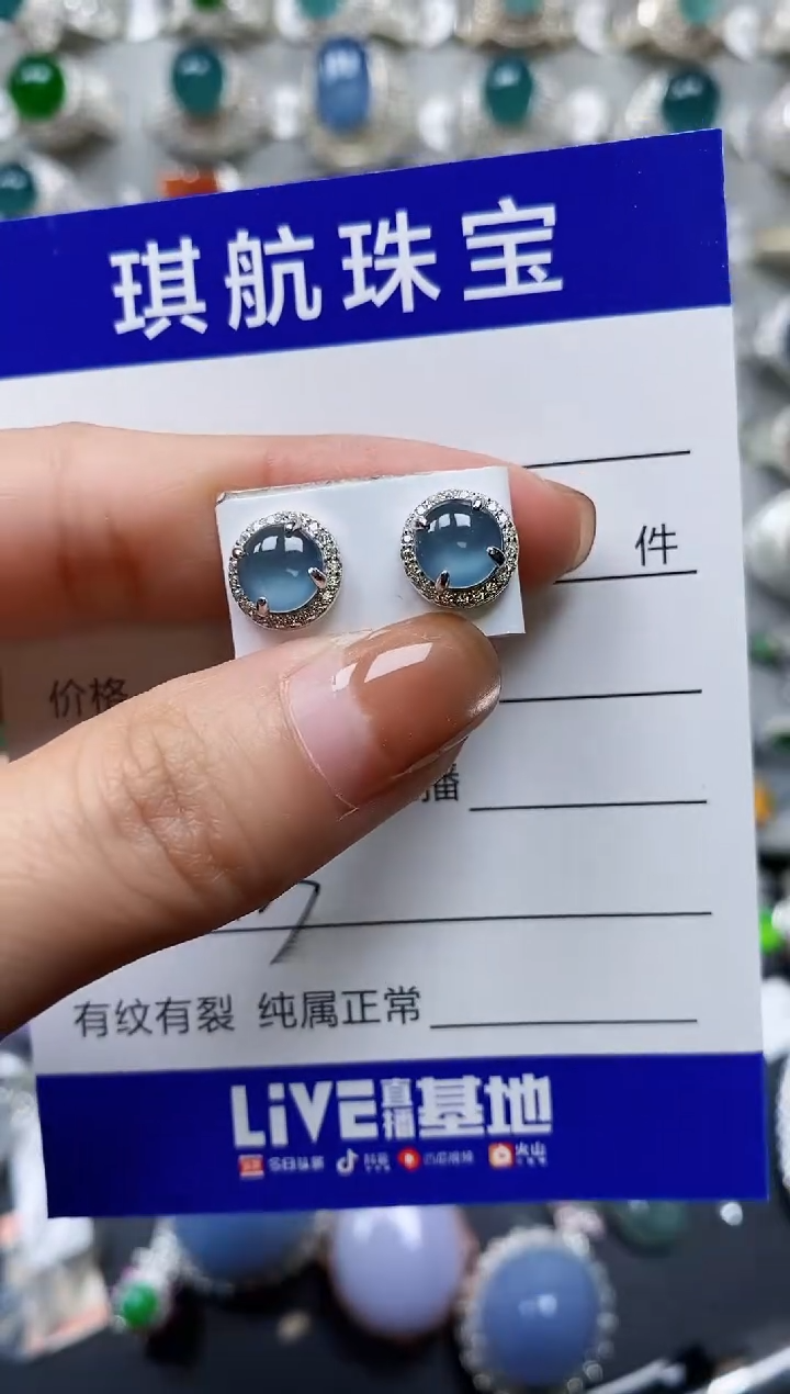 【闪购商品】翡翠耳饰银S925镶嵌0423