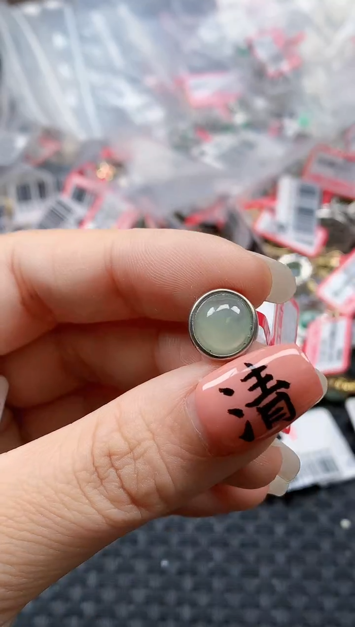 银S925镶嵌戒指翡翠天然A货缅甸翡翠