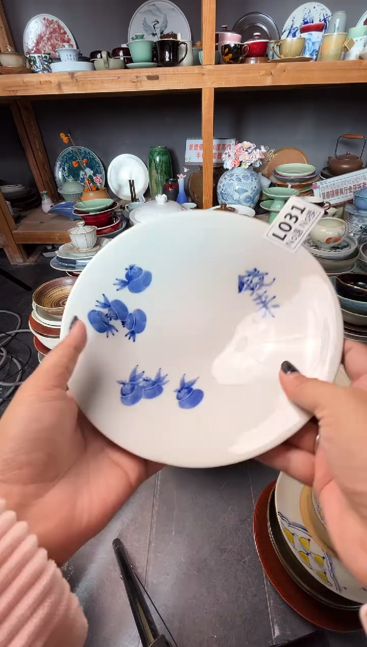 瓷片温*瑶L031手绘浅斗盘微瑕