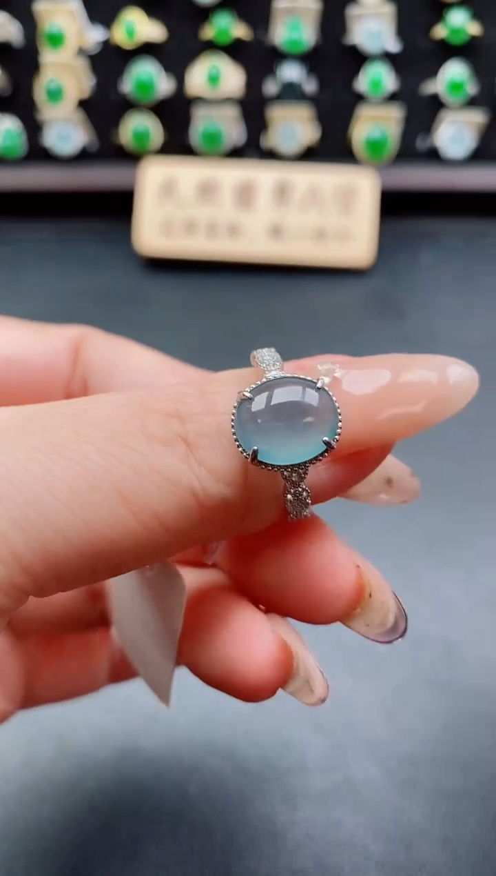 银S925镶嵌戒指翡翠1