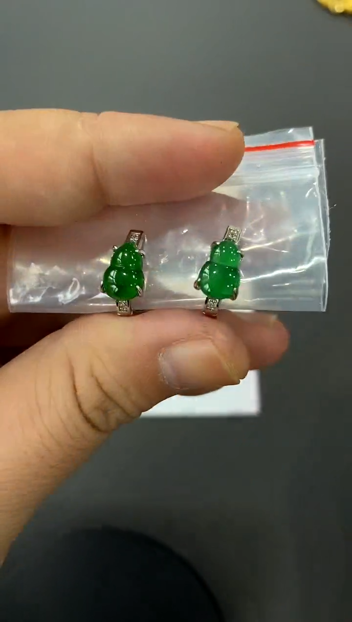 【闪购商品】翡翠耳饰银S925镶嵌买断价