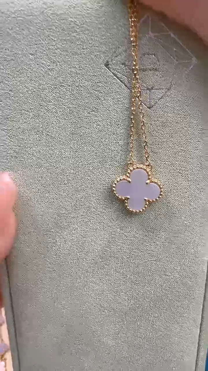 【闪购商品】贝壳（贝母）项链18K金镶嵌15mm白贝母18K金项链