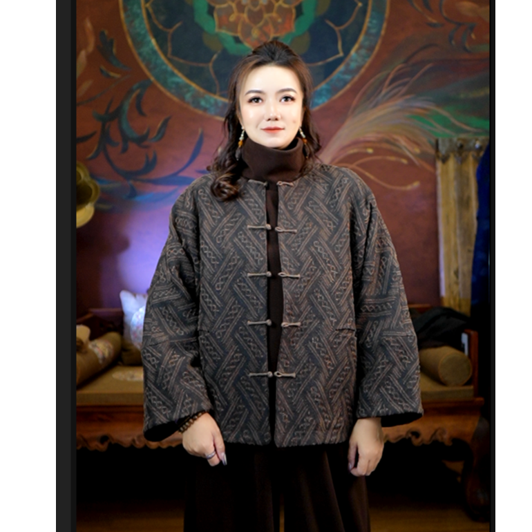 爱上莲心【织梦人】100姆米柞蚕丝圆领对襟夹克 新中式老钱风