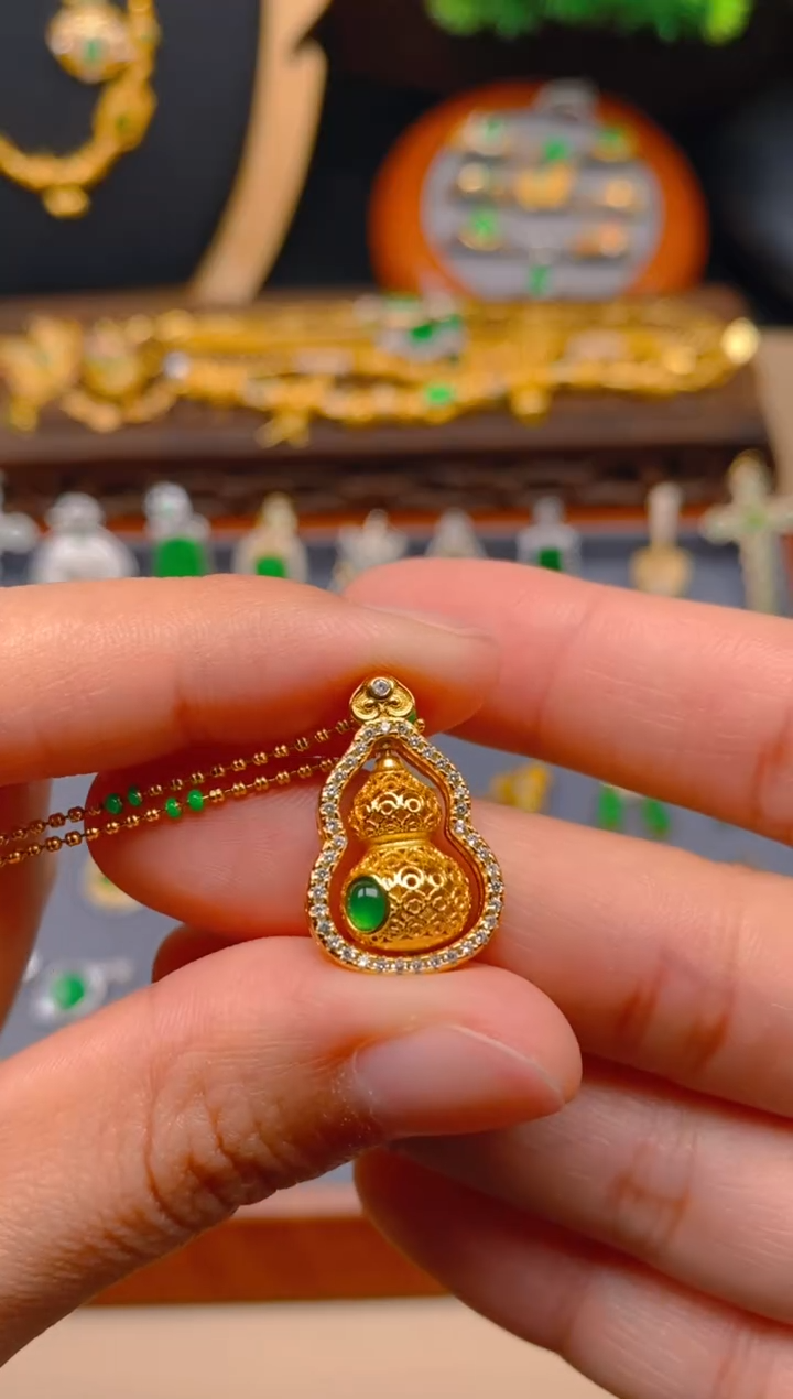 翡翠银S925镶嵌吊坠(不含链)葫芦吊坠
