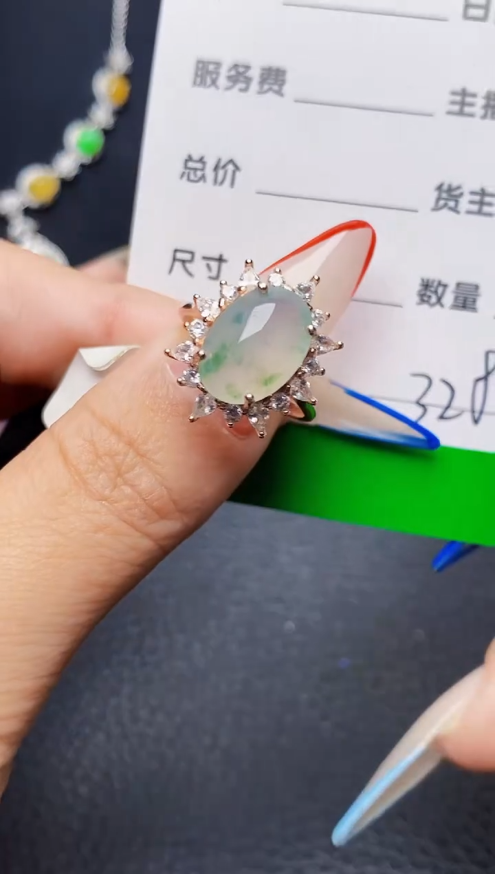 银S925镶嵌戒指翡翠3282