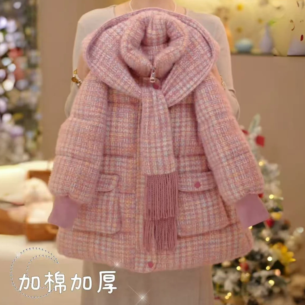 女童棉服冬季2025新款洋气儿童连帽羽绒棉衣女孩加厚冬季洋气外套