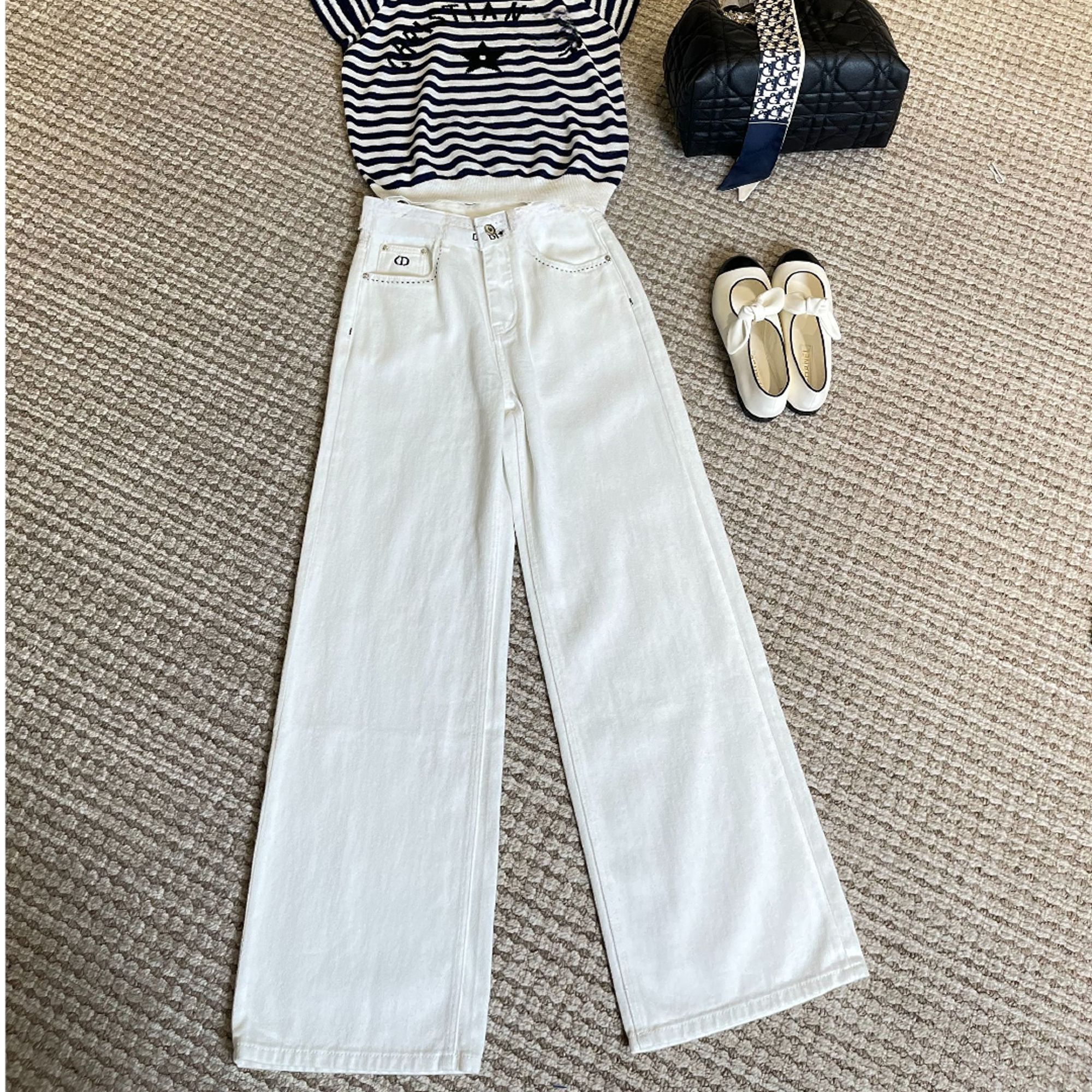 2025春季新款简约字母直筒牛仔裤K25005