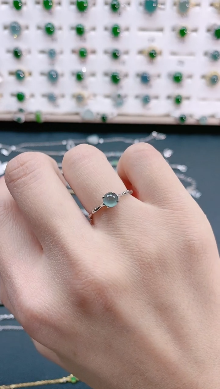 【闪购商品】翡翠戒指银S925镶嵌天然翡翠