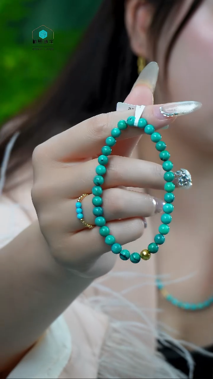 【闪购商品】绿松石手串18K金镶嵌发货一件