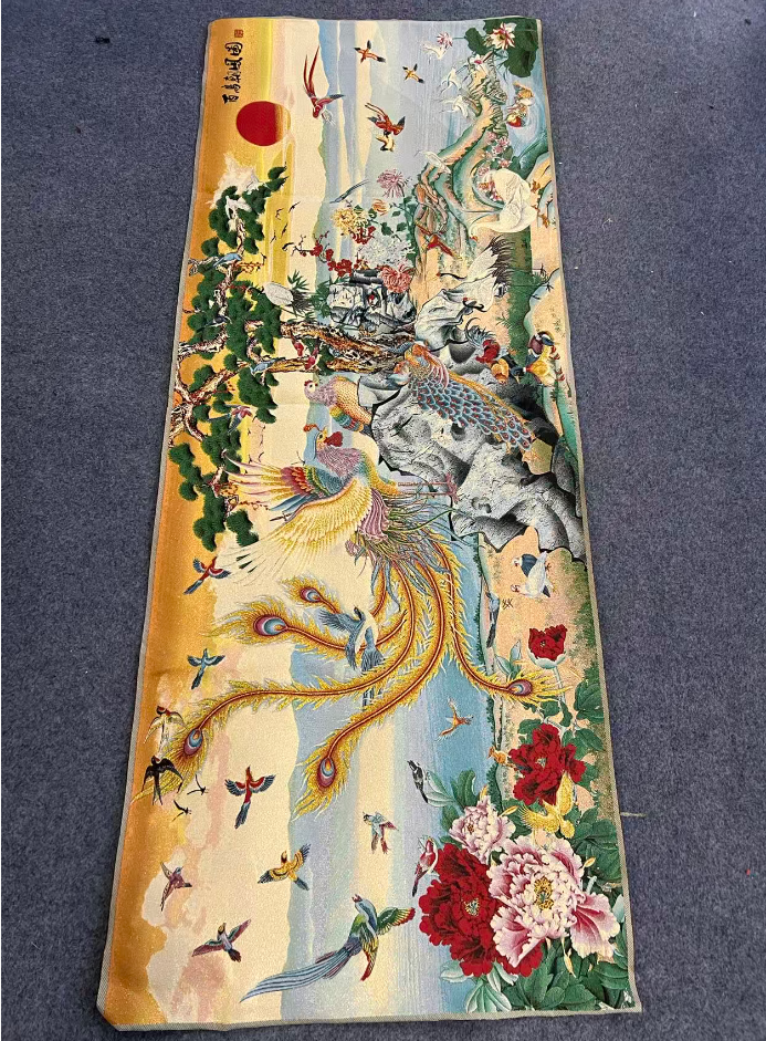 绣品《百鸟朝凤-1》尺寸1.6米*0.6米软片无装裱