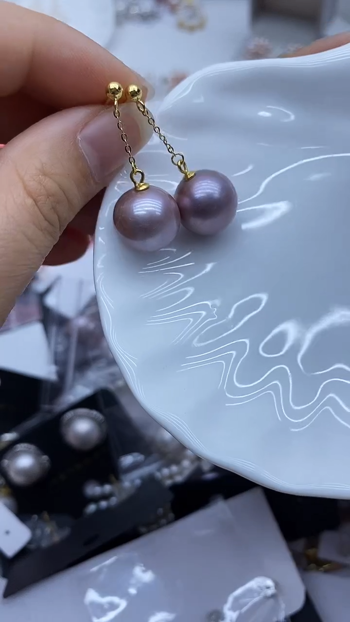 银S925镶嵌耳饰淡水珍珠耳环多样性发其一
