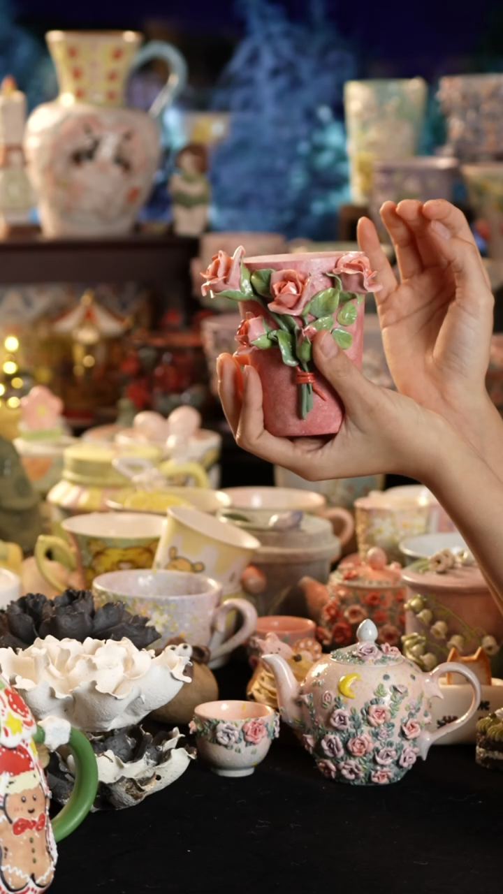 摆件陶景德镇釉下彩手绘设计师款陶瓷