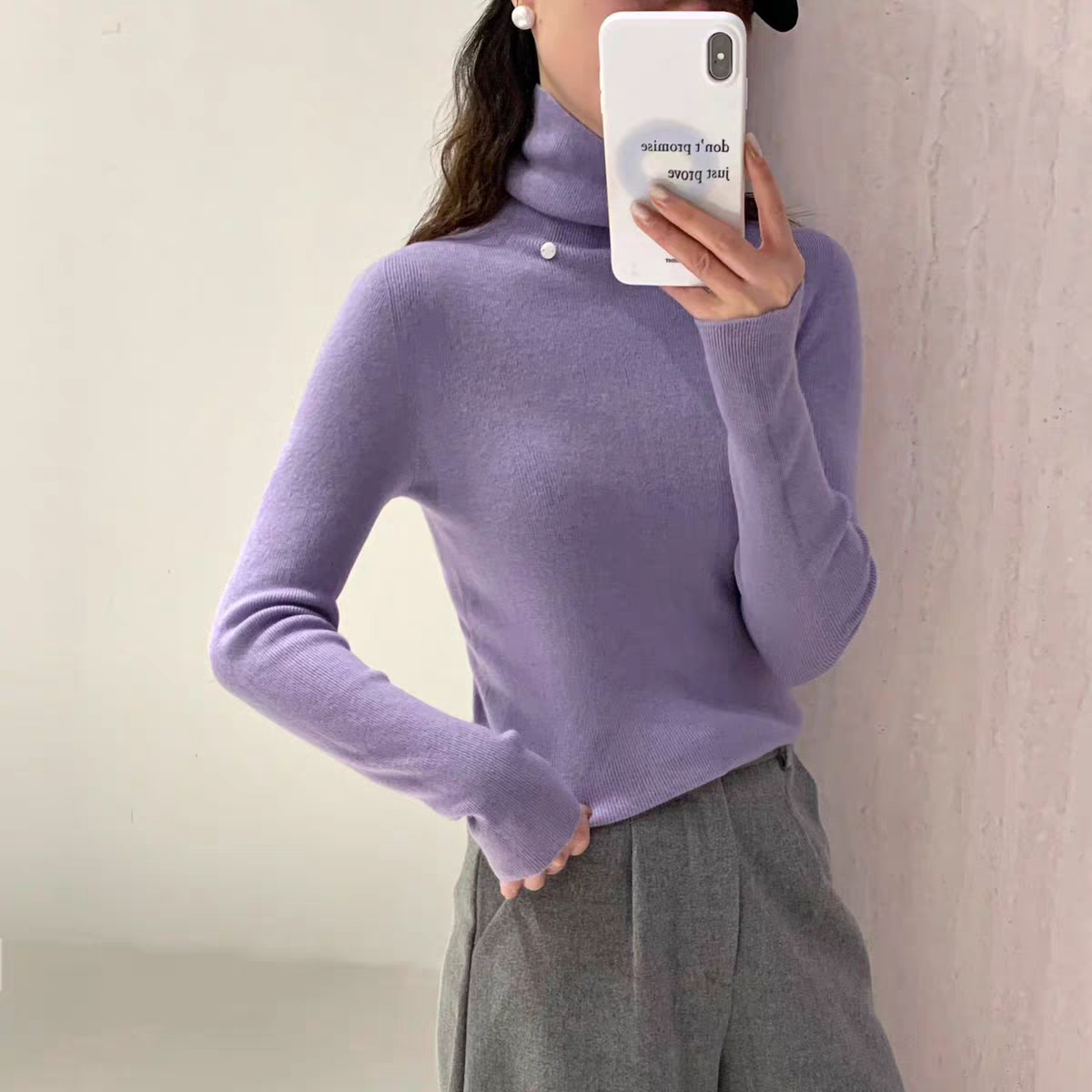 曼雪菲银片高领打底