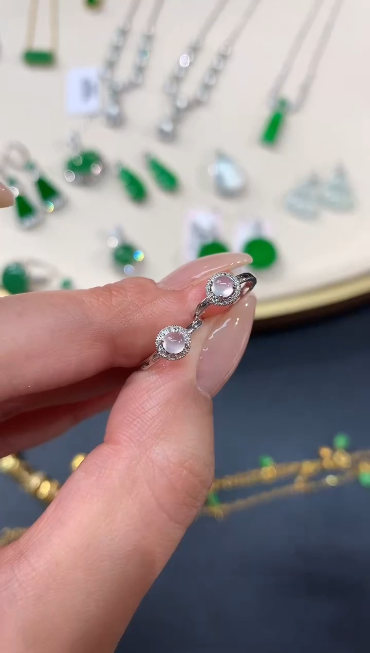 【闪购商品】翡翠耳饰18K金镶嵌耳饰A387|980