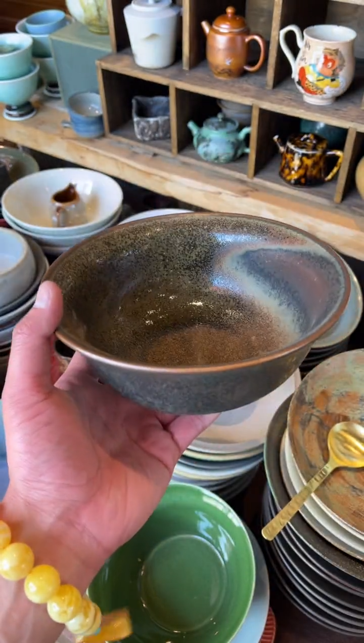 【闪购商品】瓷片7.5窑变手作青灰明示碗