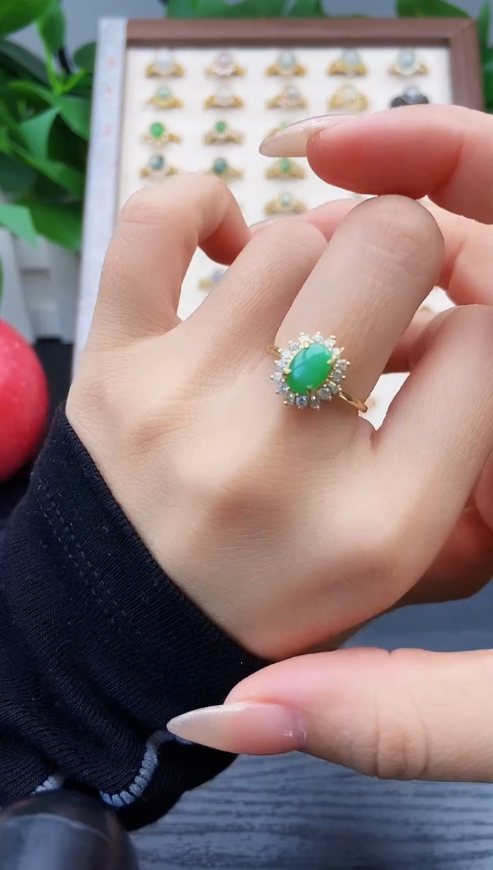 银S925镶嵌戒指翡翠12