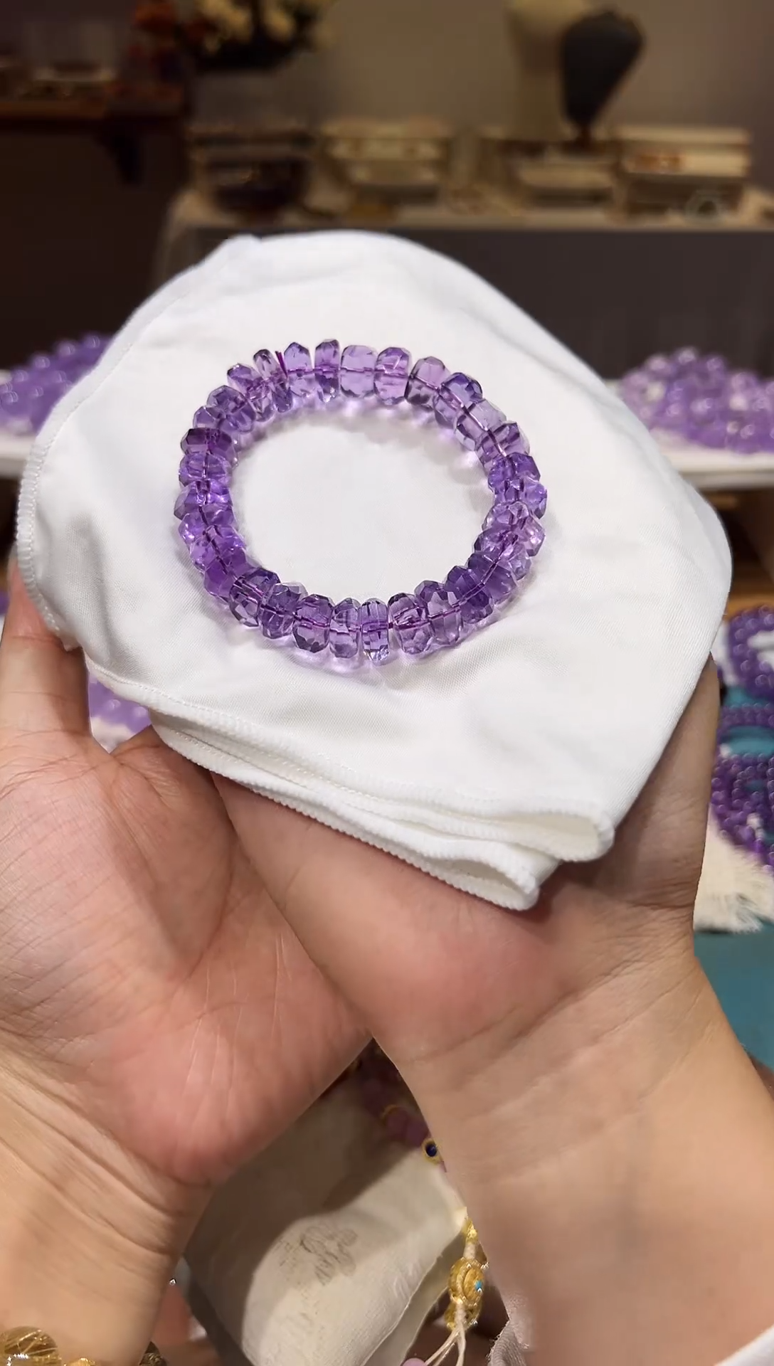 未镶嵌手链水晶巴西净体切面紫水晶卡11-12