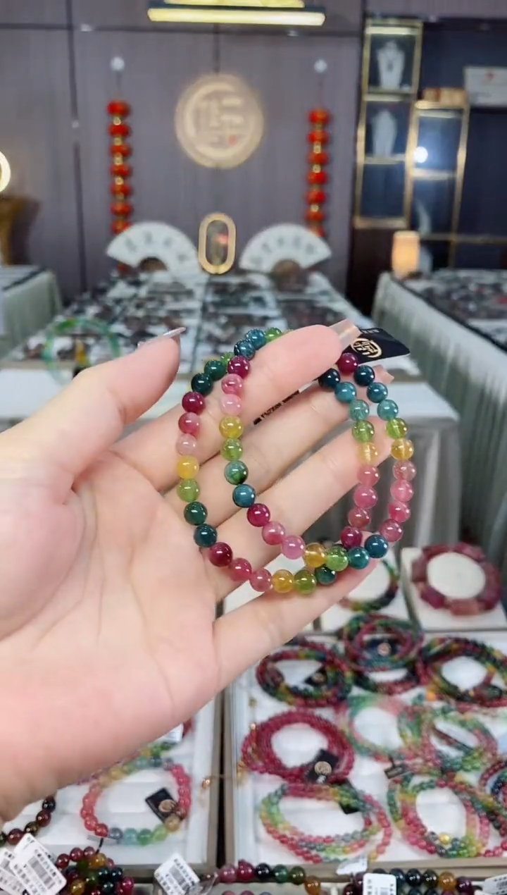 未镶嵌透体老矿碧玺单圈手串6mm+碧玺hon多样性发货一条