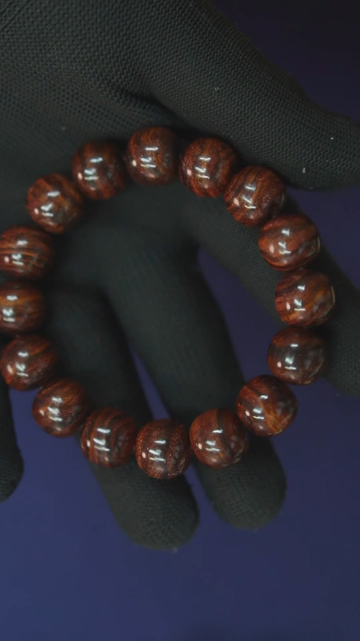 黄花梨/降香黄檀海南黄花梨虎皮山水多彩纹1314手串（88）