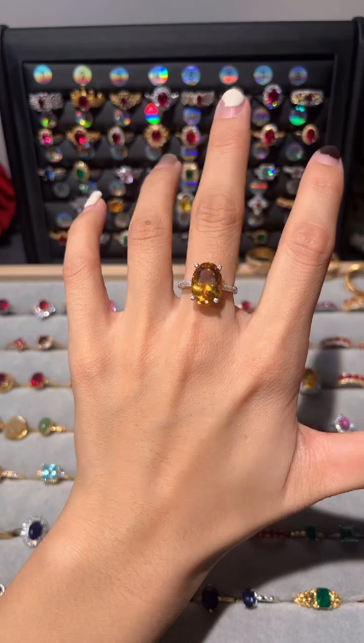 【闪购商品】黄晶戒指银S925镶嵌0000