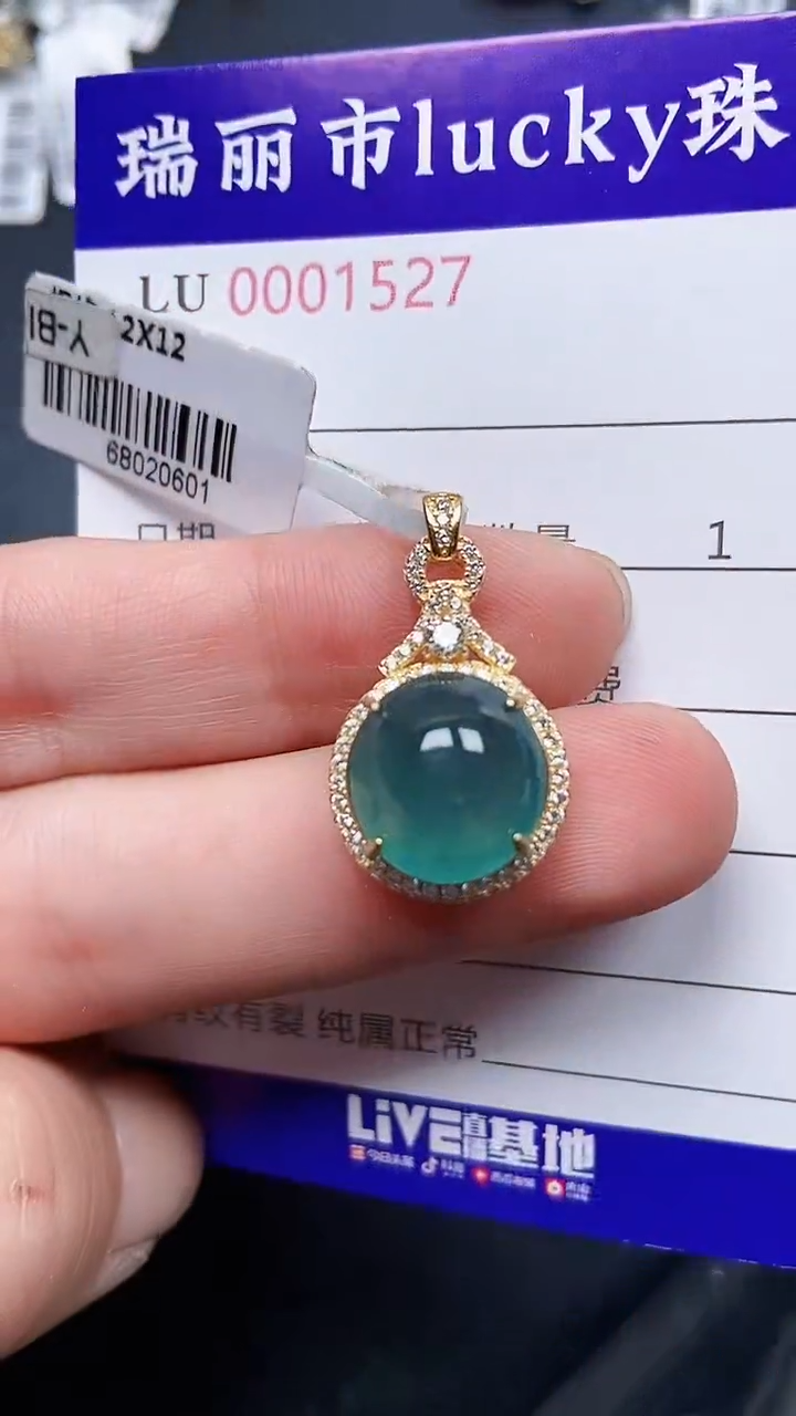 颈饰银S925镶嵌翡翠1527