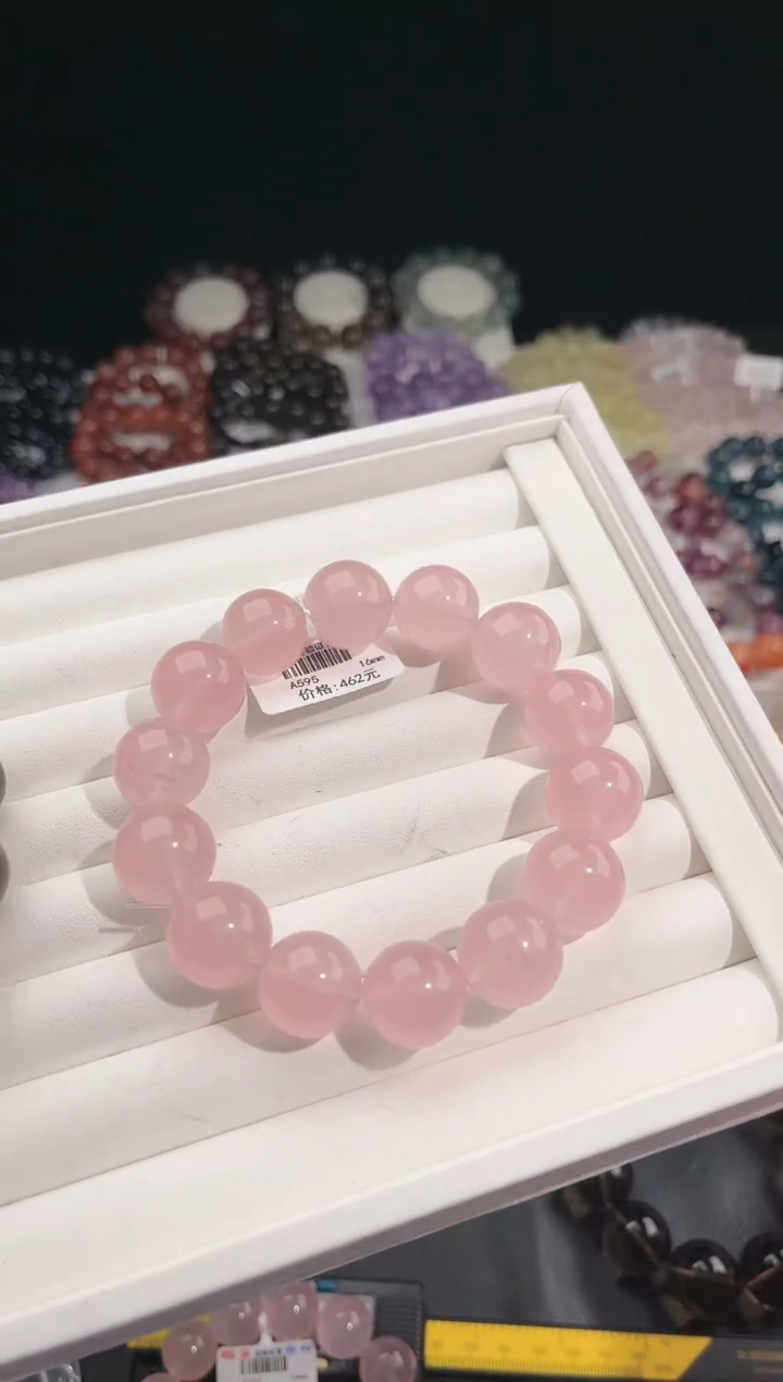 【闪购商品】水晶手链未镶嵌多样性发一粉晶16mm