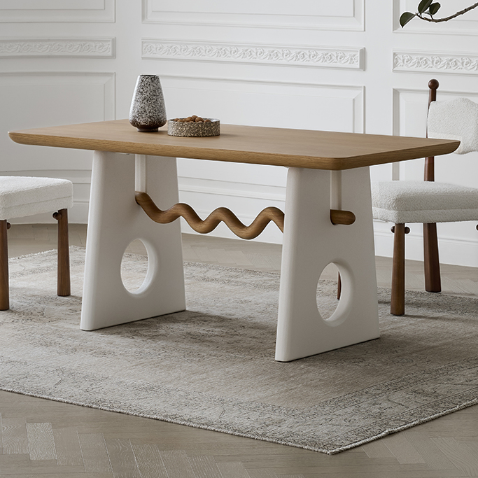 库里南家居【大促】曲奇餐桌 法式奶油风原木餐桌白蜡木家用吃饭桌