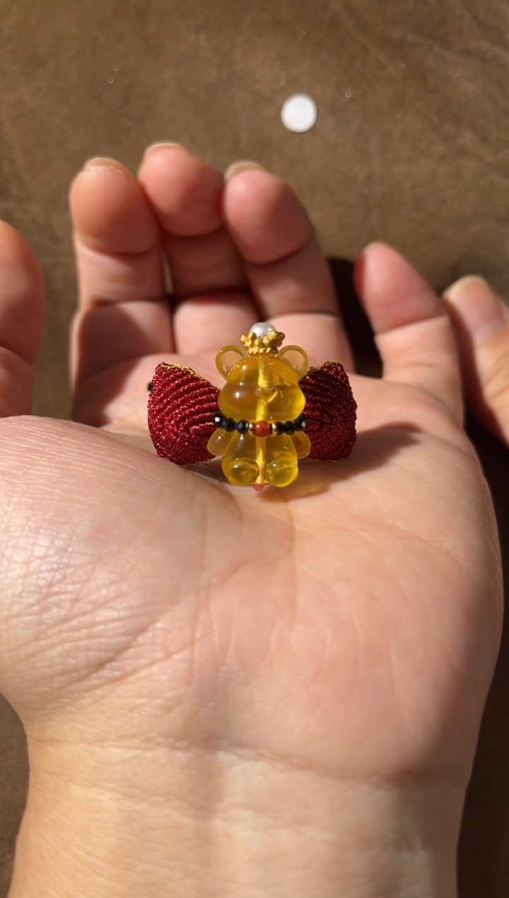 【闪购商品】琥珀戒指未镶嵌琥珀小熊戒指