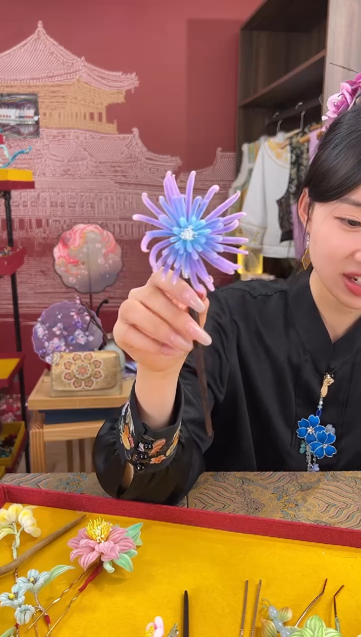 【闪购商品】刺绣非遗绒花（发饰）