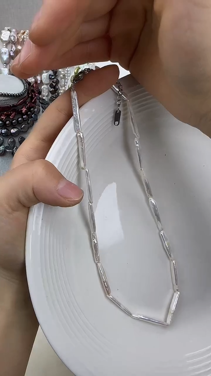 项链银S925镶嵌淡水珍珠1