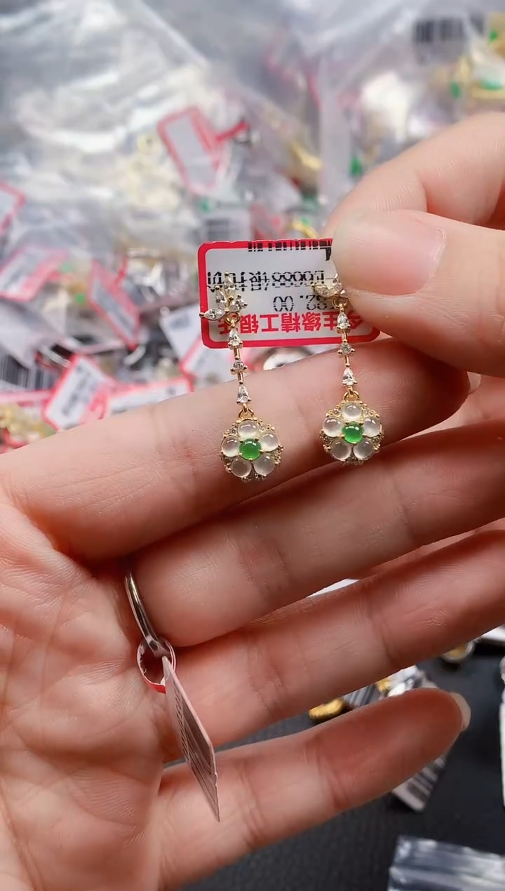 银S925镶嵌戒指翡翠天然A货缅甸翡翠