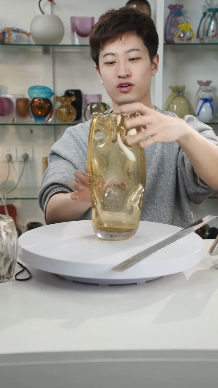 【闪购商品】琉璃高28轻奢琉璃花器福利正常手工痕迹