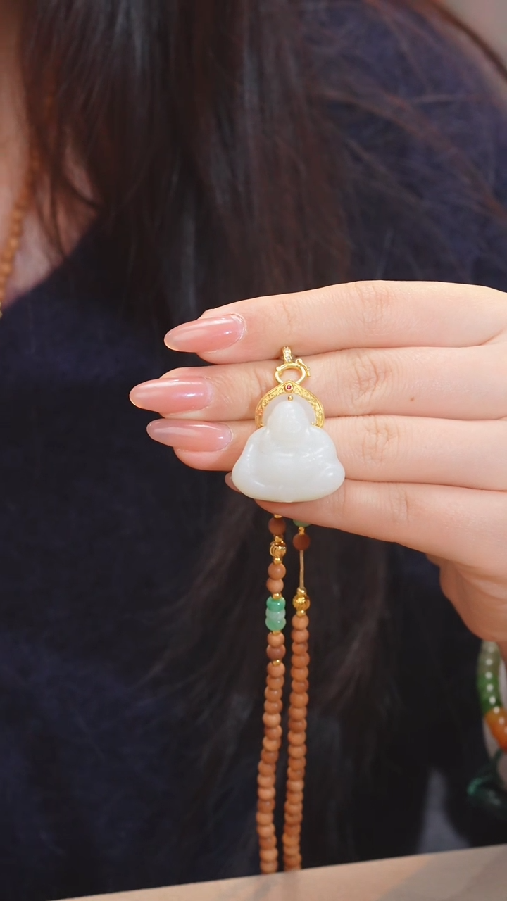 【闪购商品】和田玉吊坠不含链18K金镶嵌（二）@@W9537