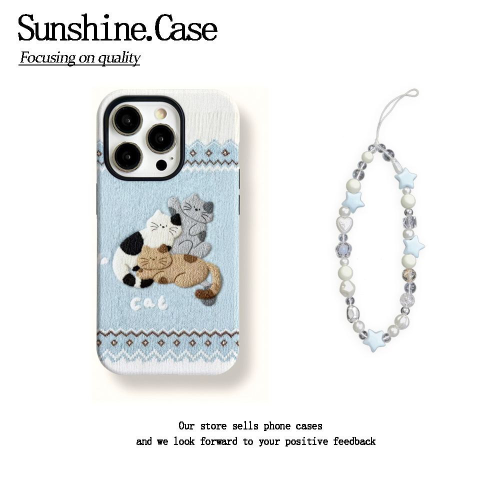 菲林二合一适用苹果华为vivo小米oppo手机壳针织猫猫17PRO/16
