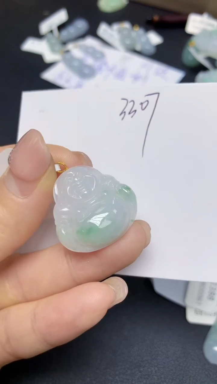 【闪购商品】翡翠挂件18K金镶嵌 天然翡翠A货