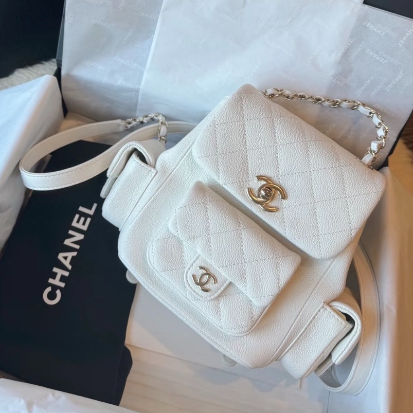 99新 Chanel/香奈儿 小花6枫 Cargo Duma 坦克双肩包 小号