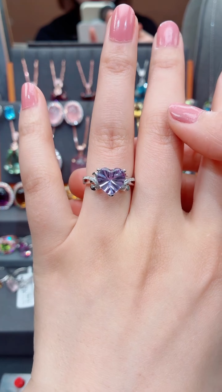 银S925镶嵌戒指水晶蛟*水晶戒指 14#