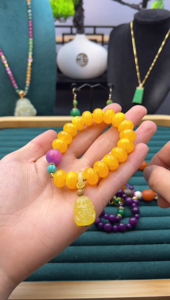 【闪购商品】蜜蜡手链14K金镶嵌S156