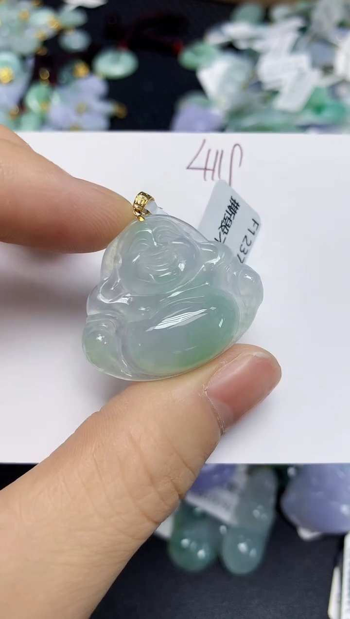 翡翠18K金镶嵌颈饰天然缅甸翡翠A货