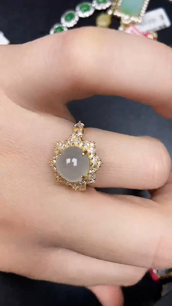 银S925镶嵌戒指翡翠2460