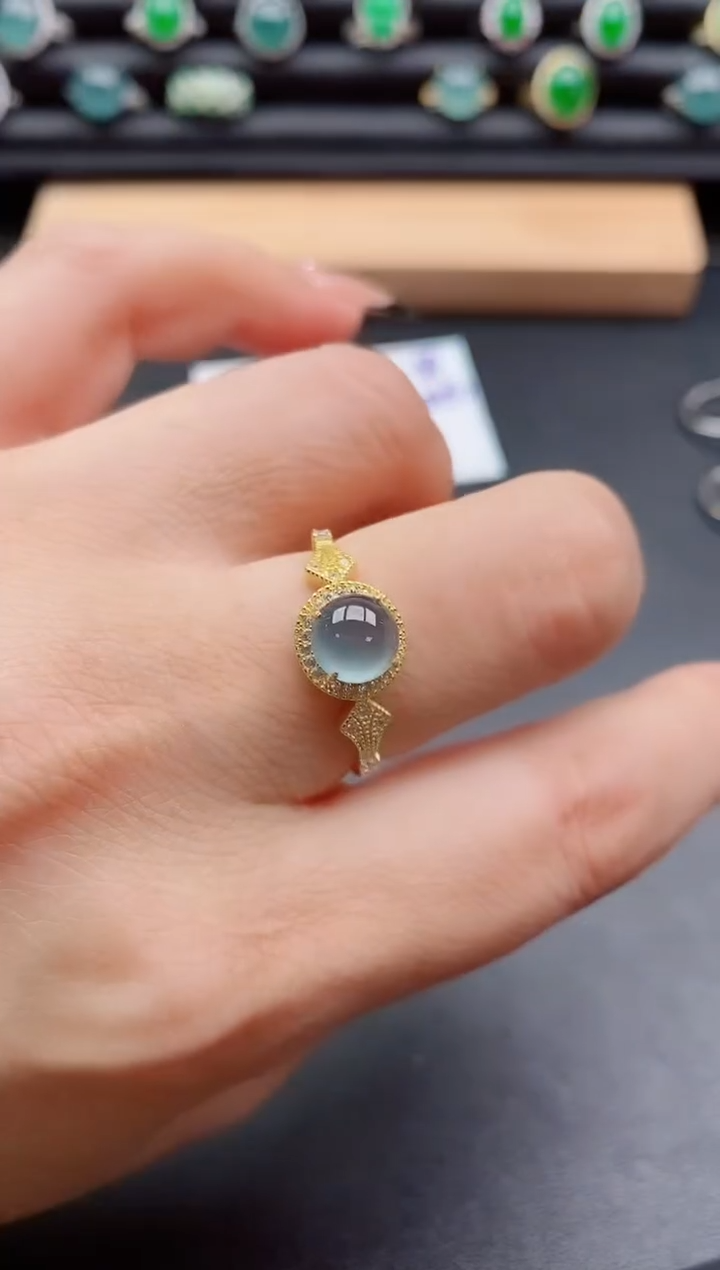 银S925镶嵌戒指翡翠1